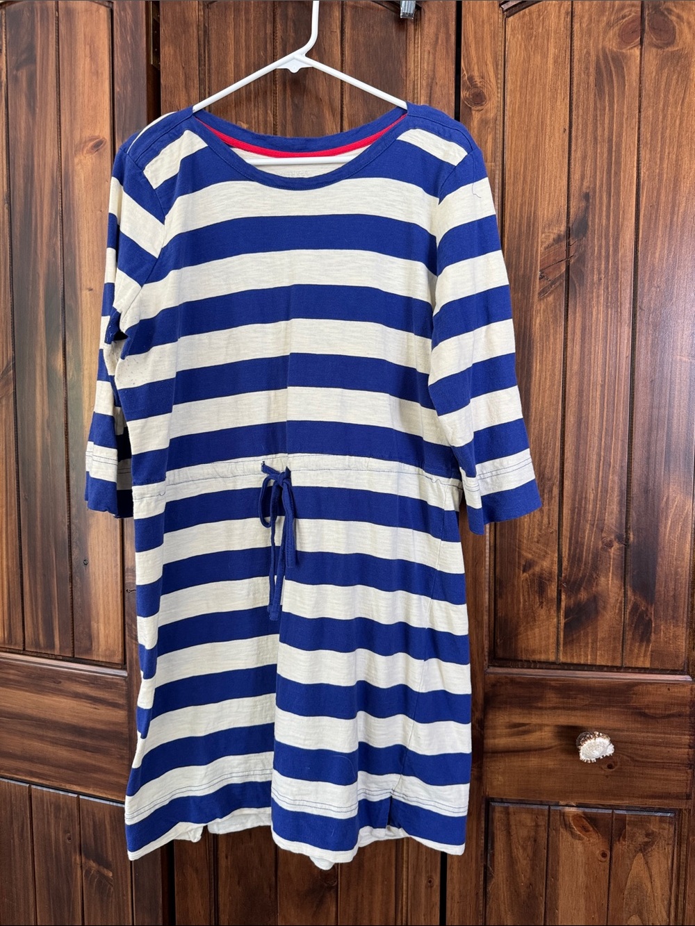 Merona Blue and White Striped Drawstring Waist Dress